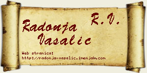 Radonja Vašalić vizit kartica